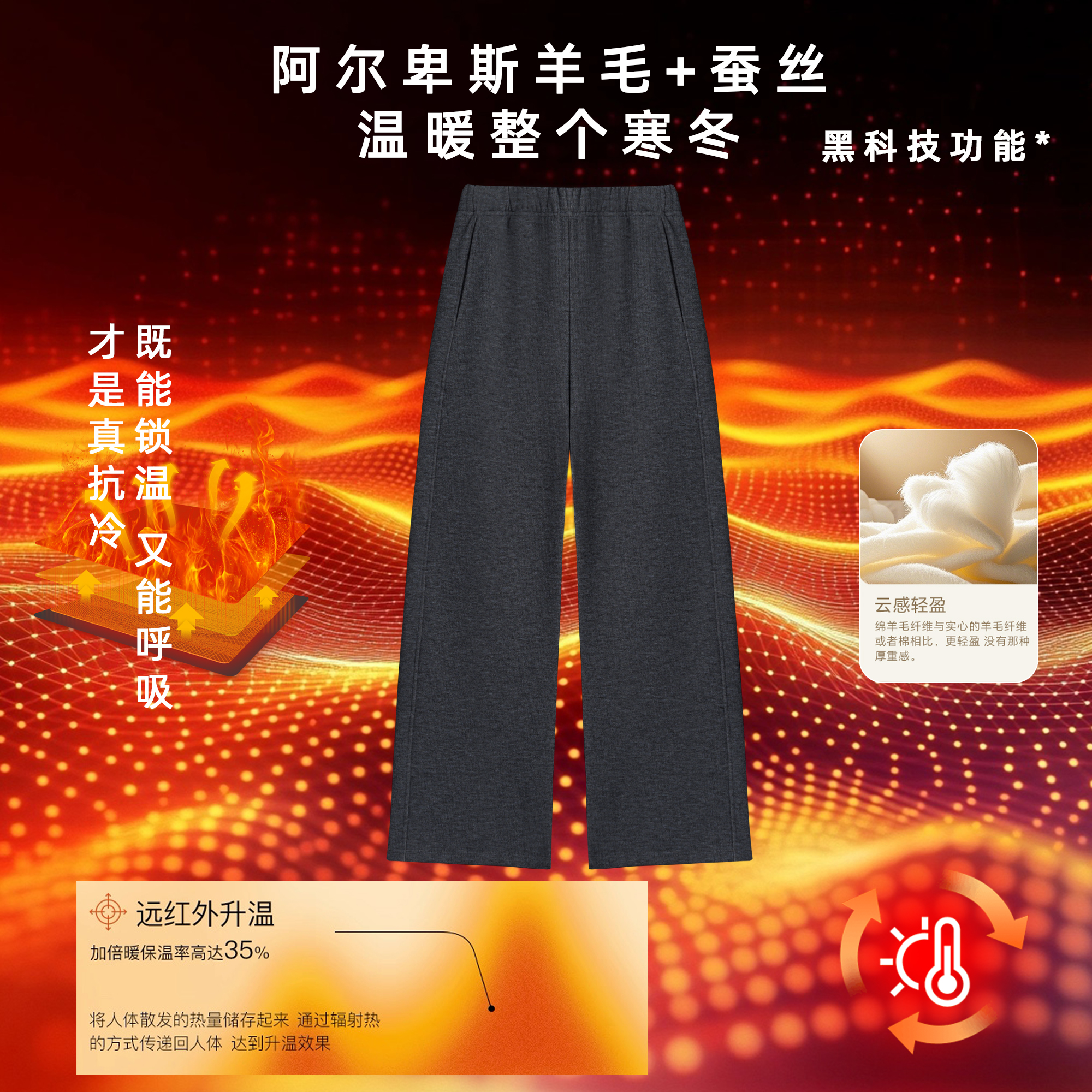 诗妮歌 | 羊毛+蚕丝“腿精”高质奢感细腻加绒通勤轻暖休闲裤