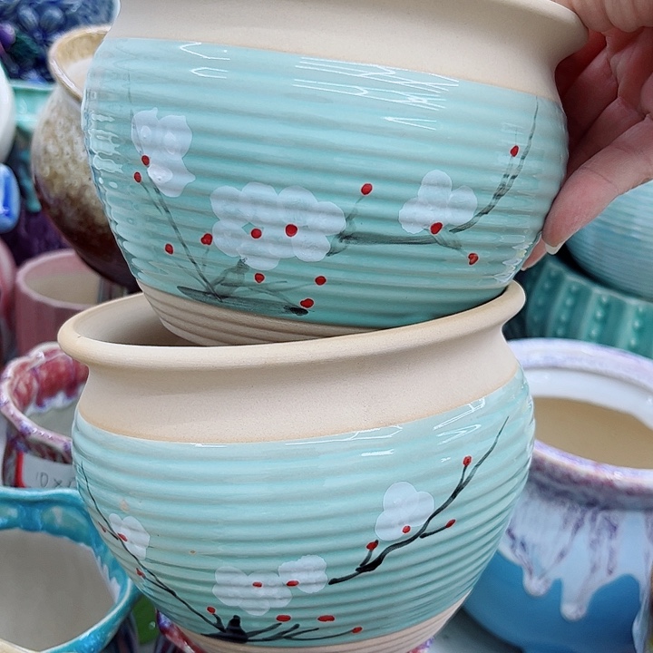 多肉绿植陶瓷花盆9.9包邮，有孔