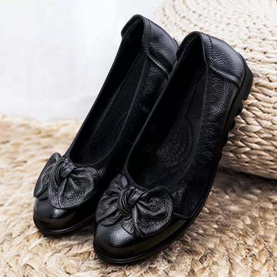 软底蝴蝶结民族风园头防滑中国风豆豆鞋单鞋妈妈鞋欧若动感风