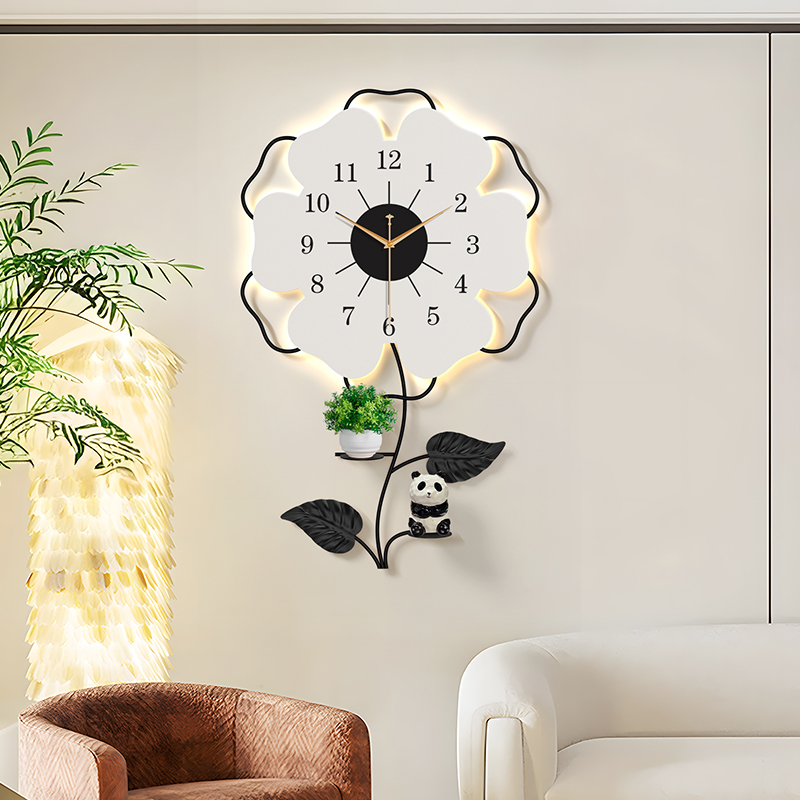 花朵钟表创意艺术挂钟客厅2025新款简约背景墙装饰设计时钟高级感