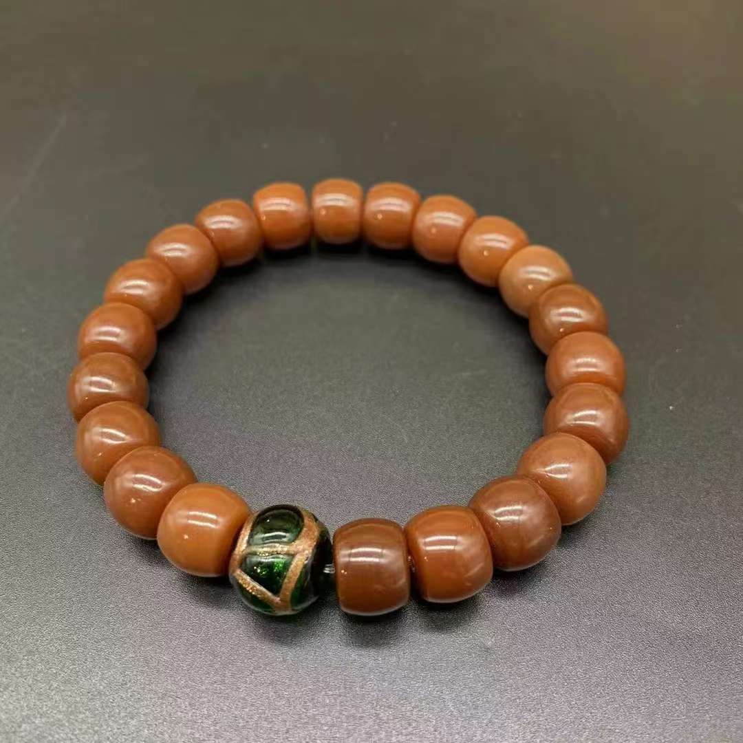 非金属木质手链 205 老型桶 绿珠白玉菩提时尚百搭国风手链