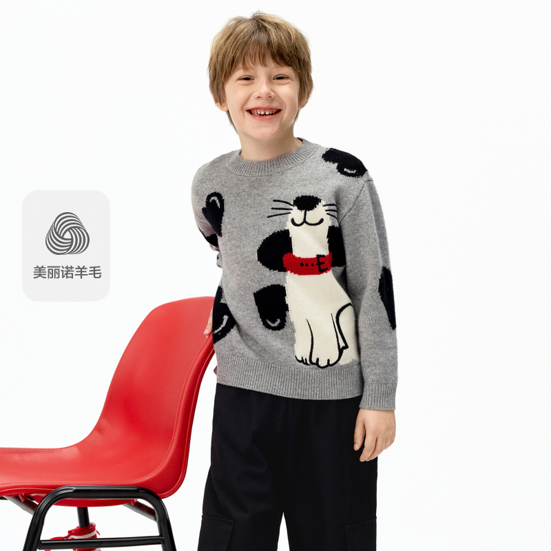 littlemoco童装25冬装新款男女童小狗毛衣上衣长袖