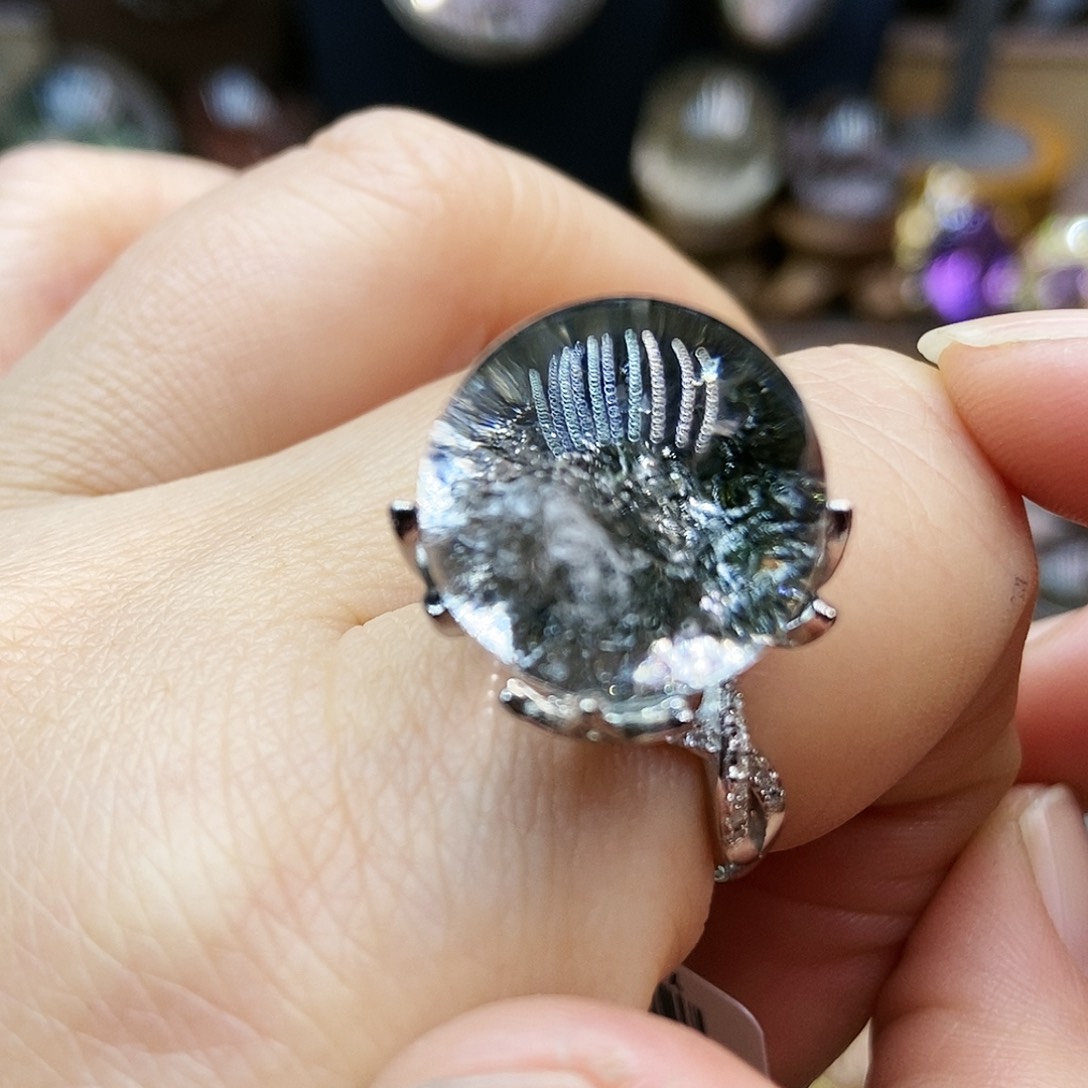 水晶戒指银S925镶嵌匹***鼻