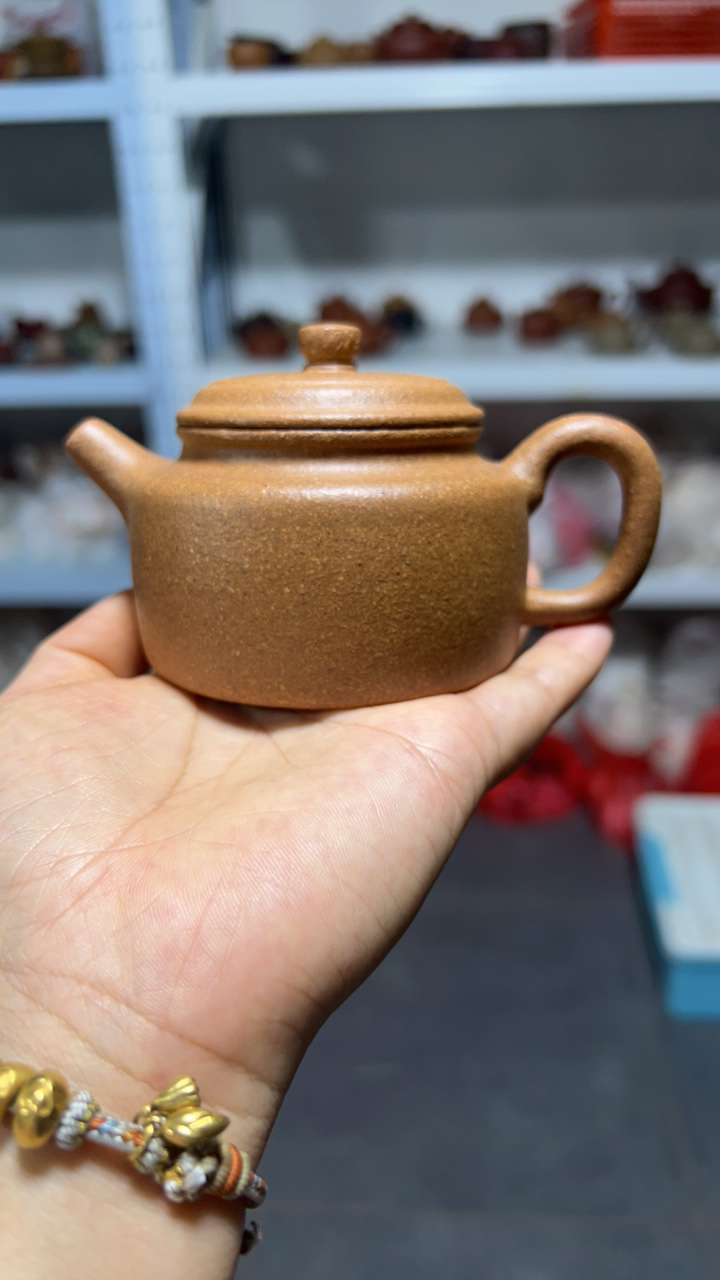 宜兴仿古壶水平壶紫砂壶黄降坡德钟160手制小容量茶具泡茶壶圆壶