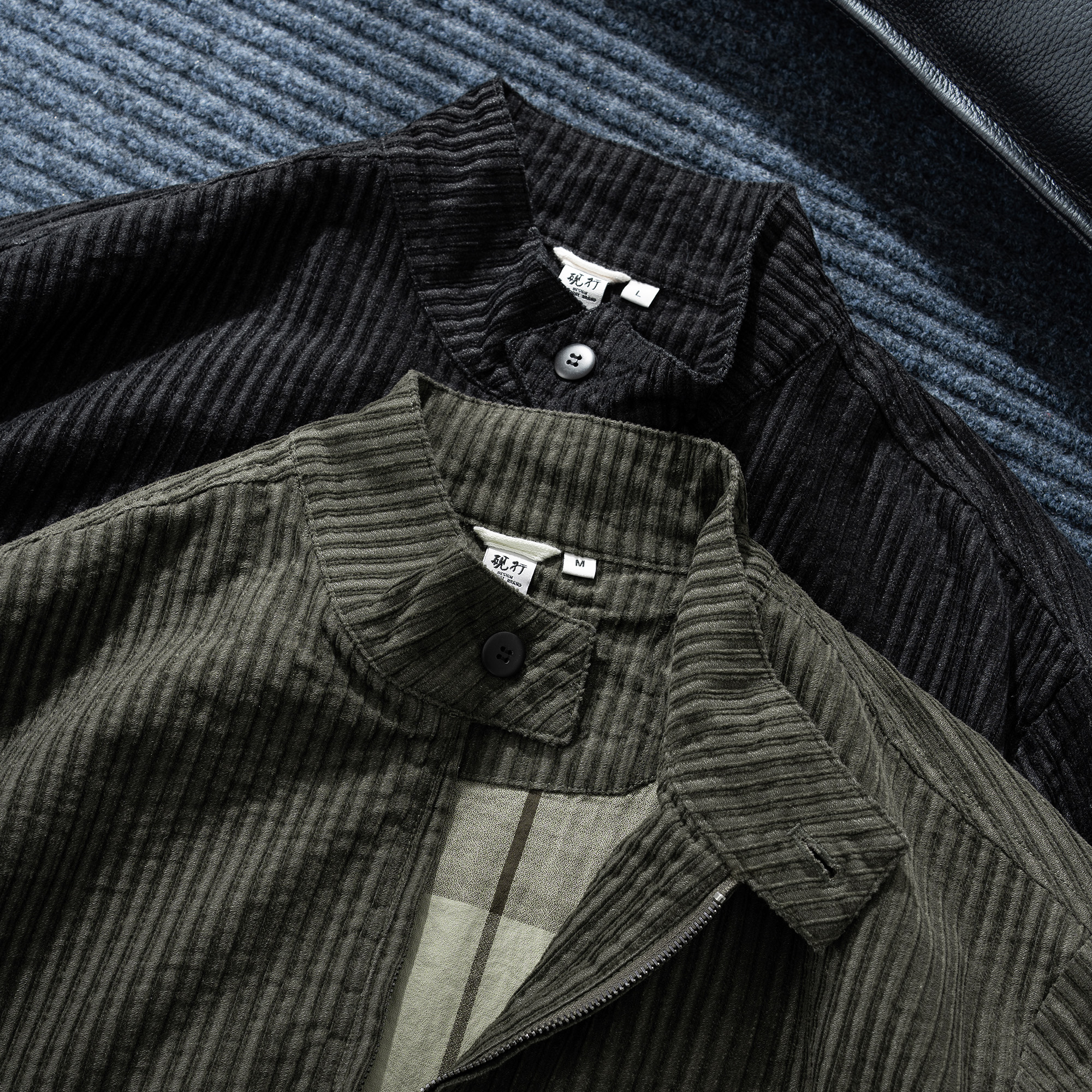 棉麻老吴 【短宽版】厚款条纹灯芯绒秋季外套宽松拉链休闲夹克