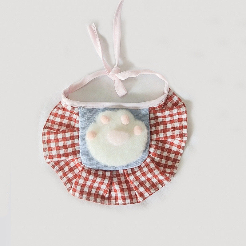 新款猫爪宠物口水巾猫咪用品半圆围兜狗狗围嘴