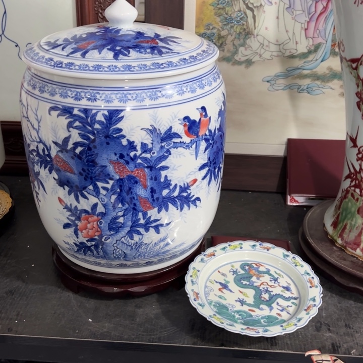 瓷片纪念瓷器石榴冬瓜罐龙纹壶承