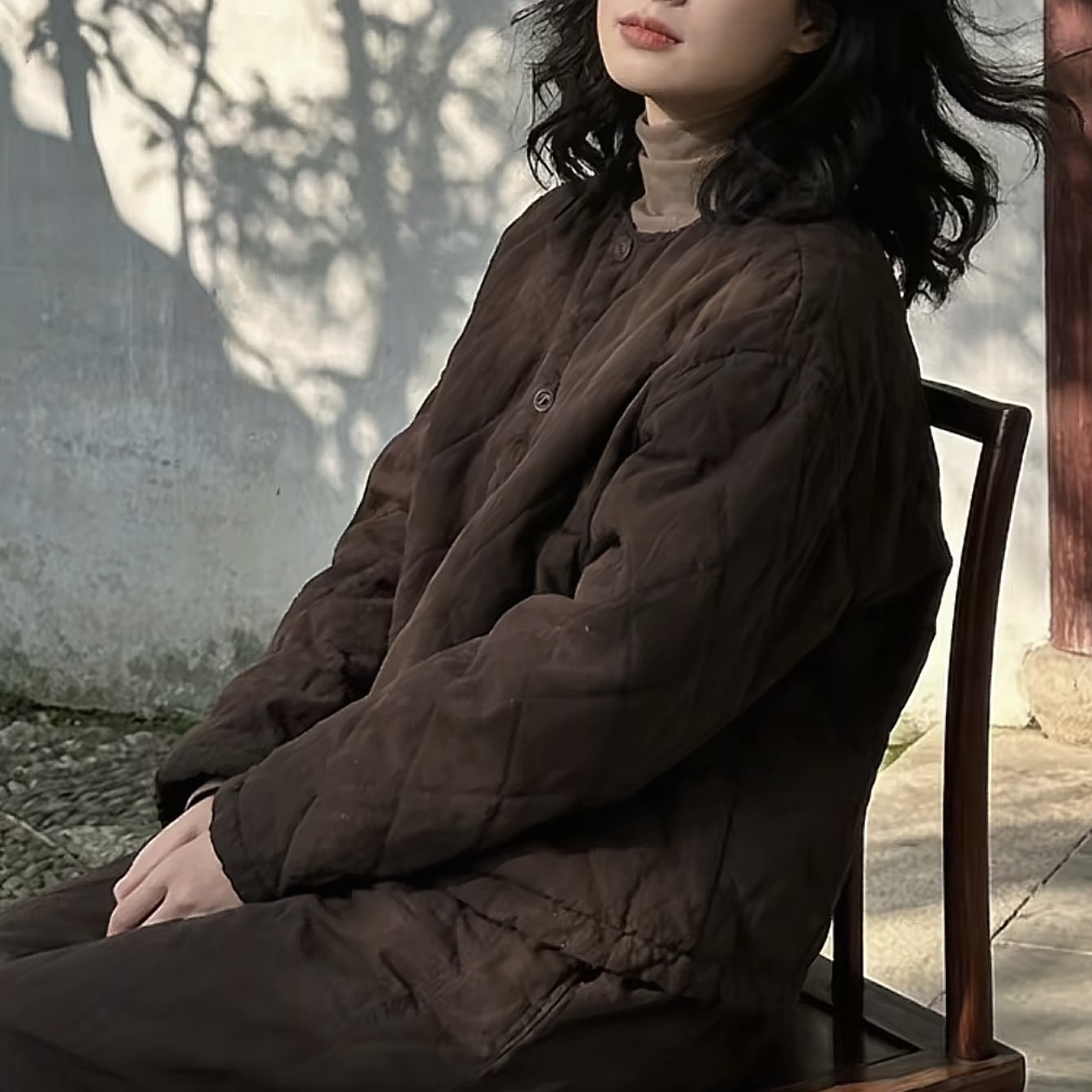 9663棉服女冬装新款棉衣文艺休闲独特女士好看复古女款麻外套厚