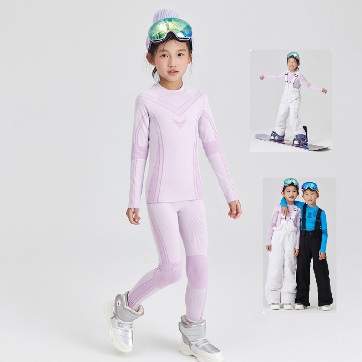 男女童健身衣运动跑步服秋冬训练滑雪打底保暖速干内衣套装加厚