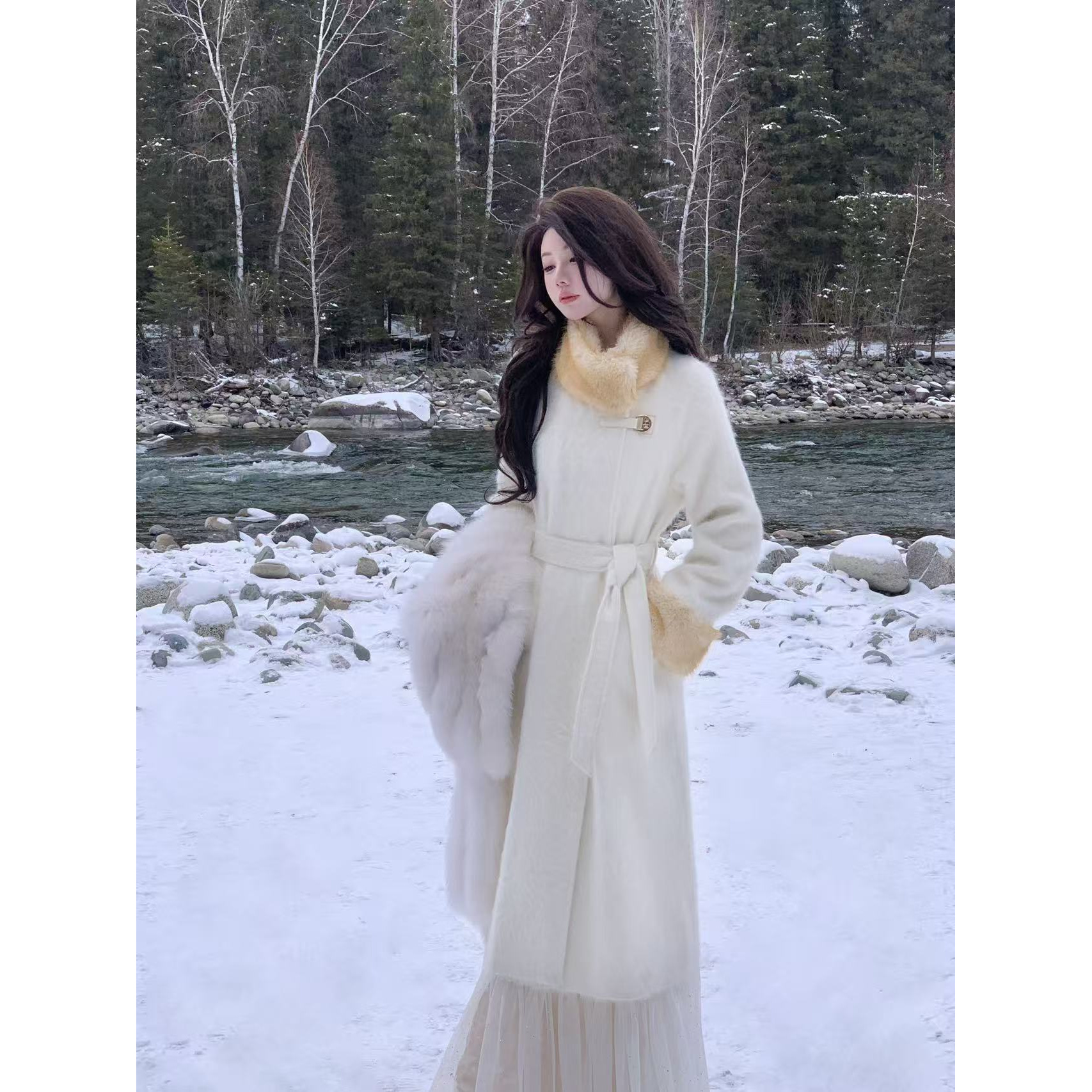 【雅乔定制】一眼万年 兔绒大衣女秋冬长款毛绒绒外套DYHH-25092061