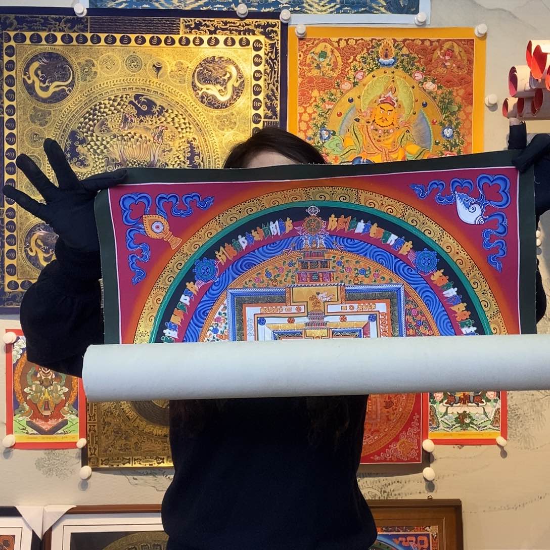 卷轴画纯手绘坛城唐卡50厘米左右