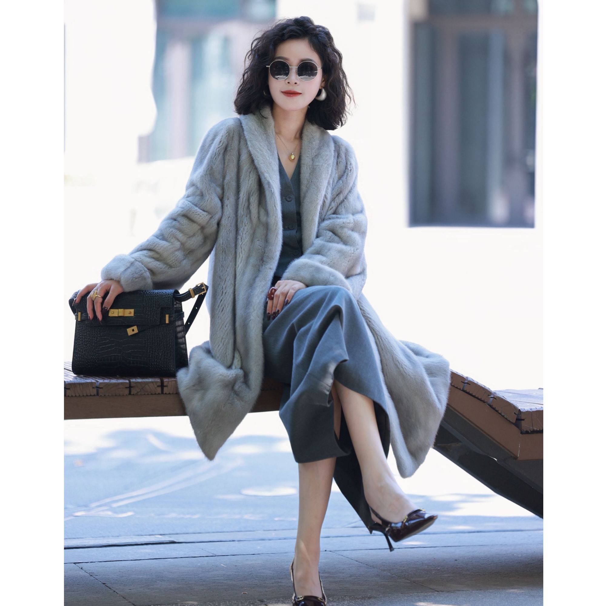 『墨尔本冬』全抽刀工艺｜蓝宝石高端水貂气质设计师款｜90衣长