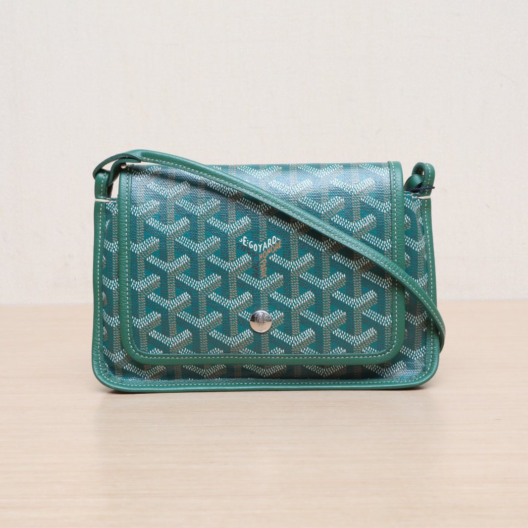 99新 Goyard 小花柳 绿色 PVC PLUMET 三层WOC 单肩斜挎包