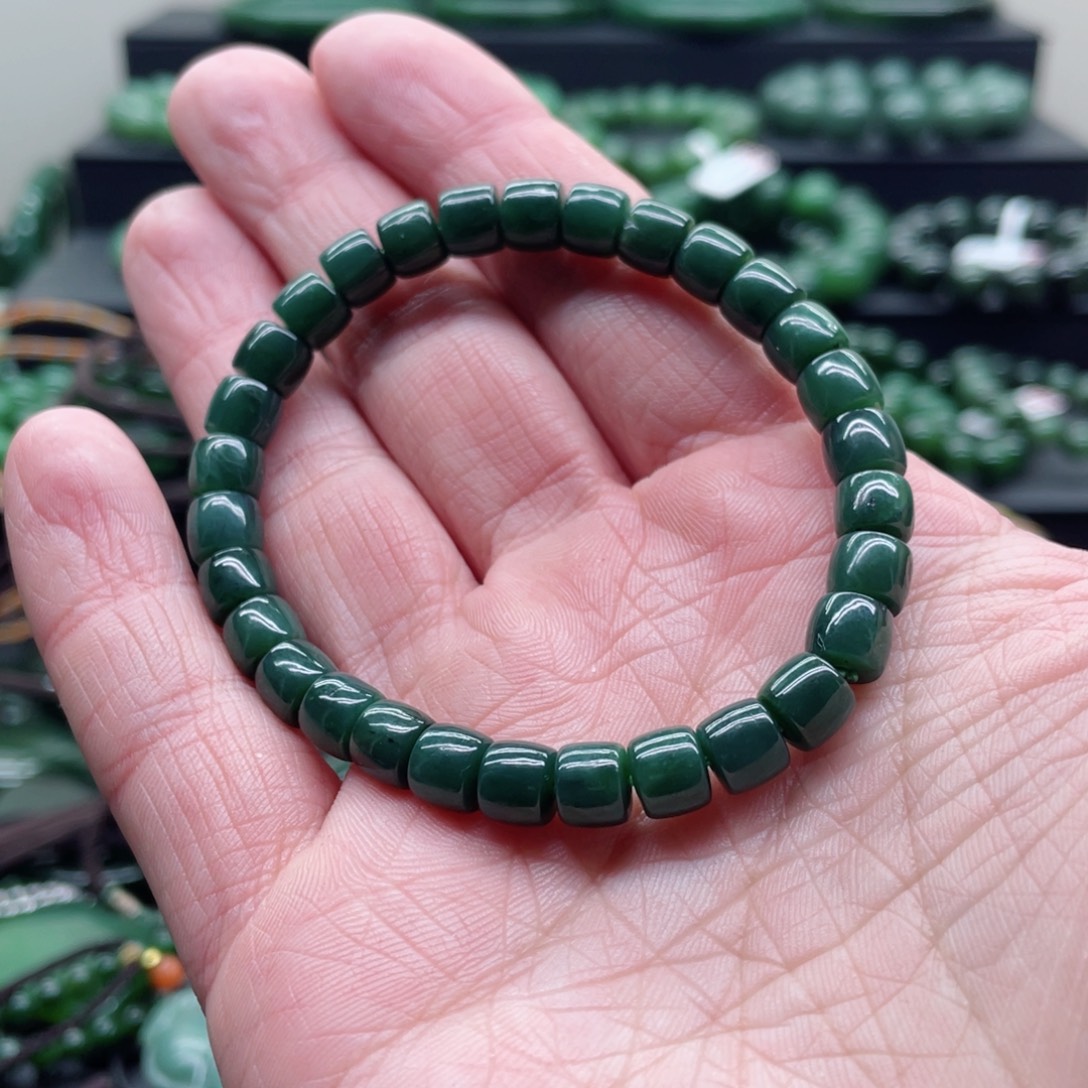 和田玉（碧玉）未镶嵌手链微瑕福利款