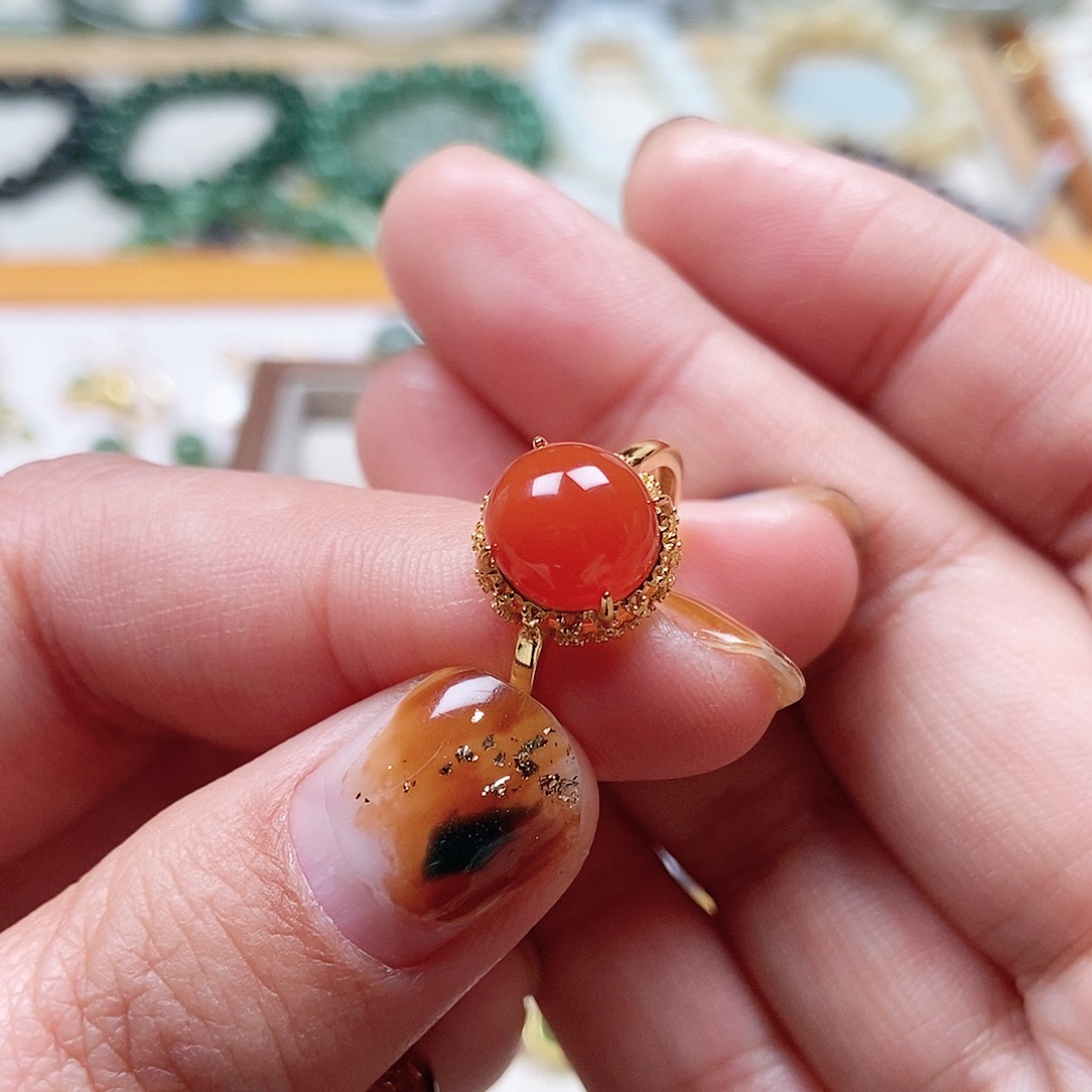 和田玉戒指银S925镶嵌