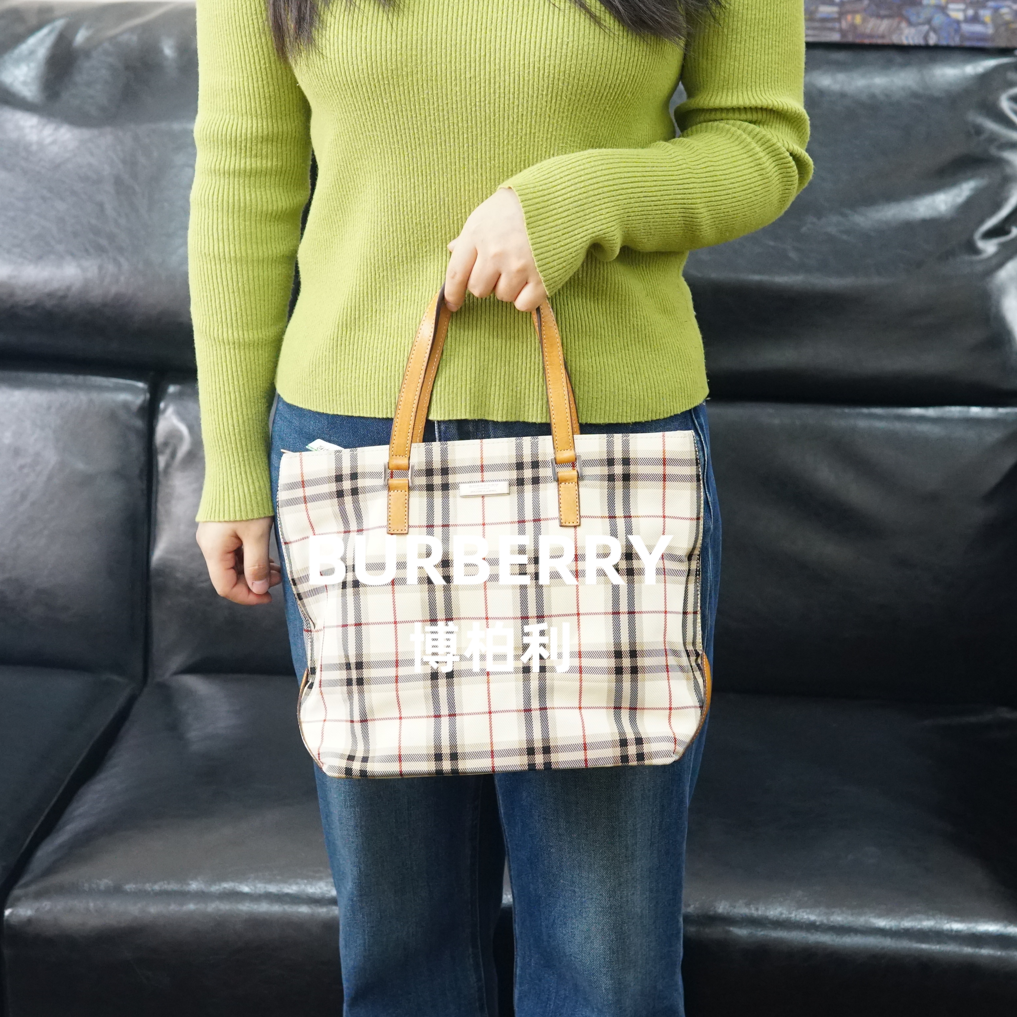95新 BURBERRY/博柏利 巴宝莉 格纹单肩包/JJ12817218/7218