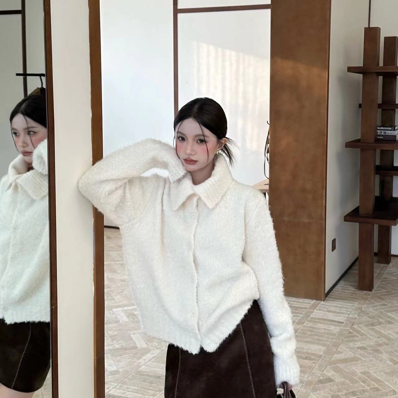 1137翻领款加厚圈圈纱厚毛衣