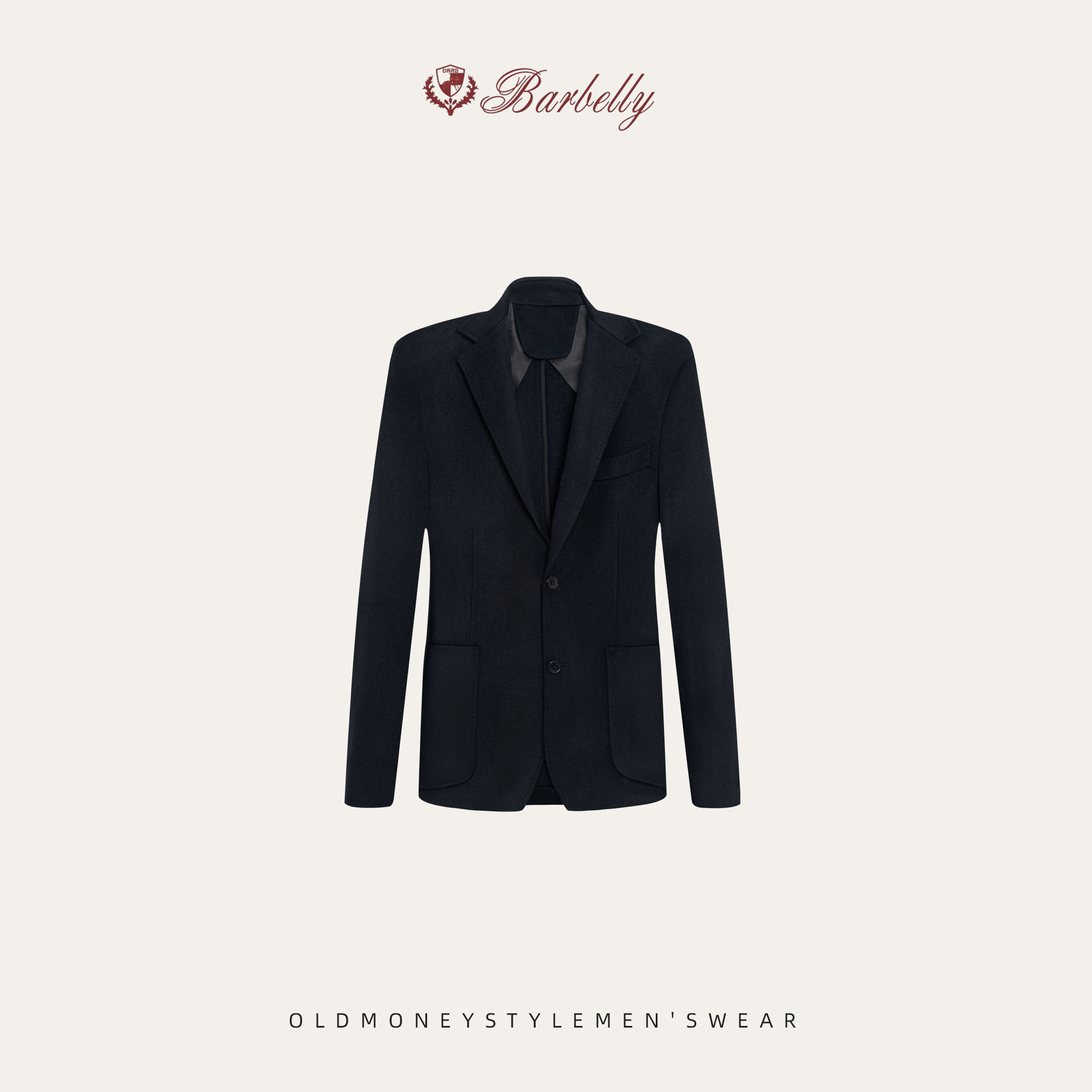 Barbelly娜先生「K50」100%小山羊绒秋冬季老钱手工珠边西装SN80474