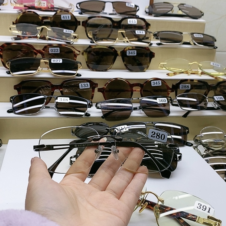 无框款天然水晶石头眼镜