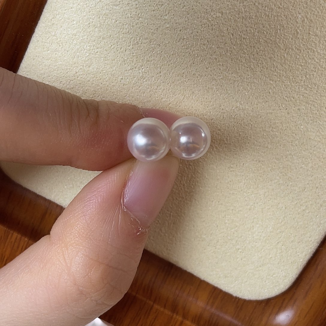 海水珍珠耳饰18K金镶嵌8-9