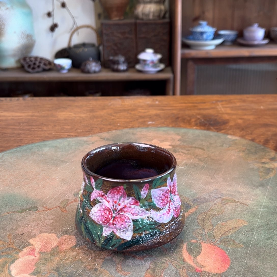 杯柴烧手工手绘陶瓷