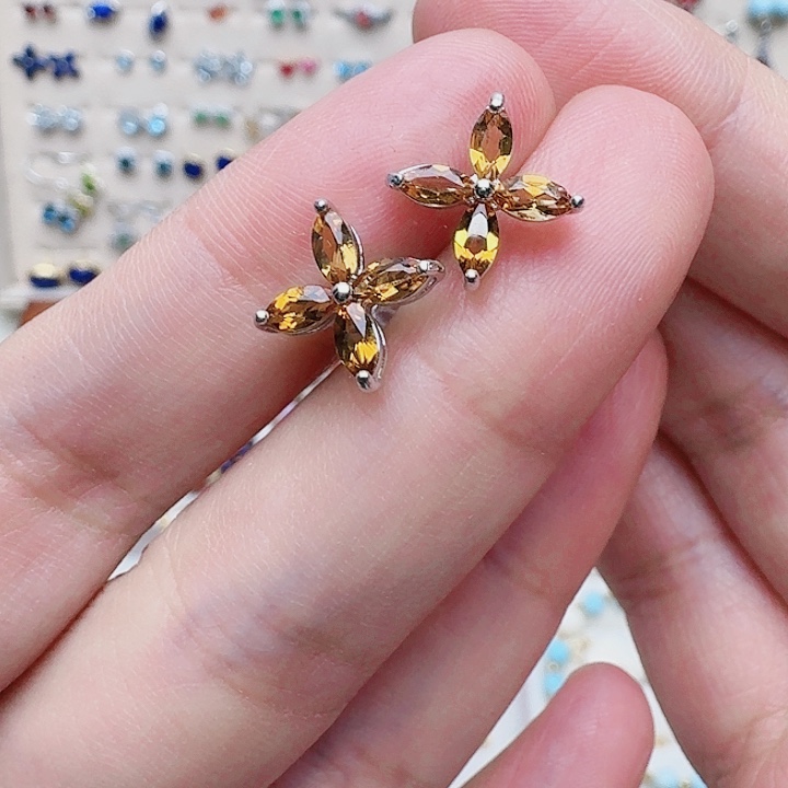 水晶耳饰银S925镶嵌耳钉122