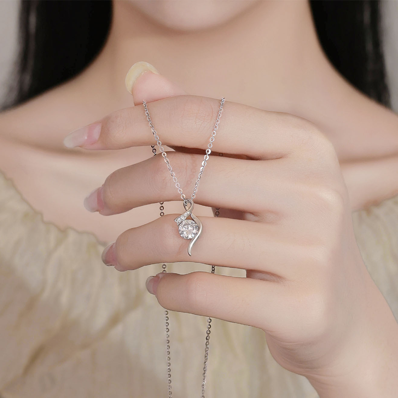 坠链均足银锆石 情丝•一眼万年｜项链999纯银｜轻奢高级感女生礼物