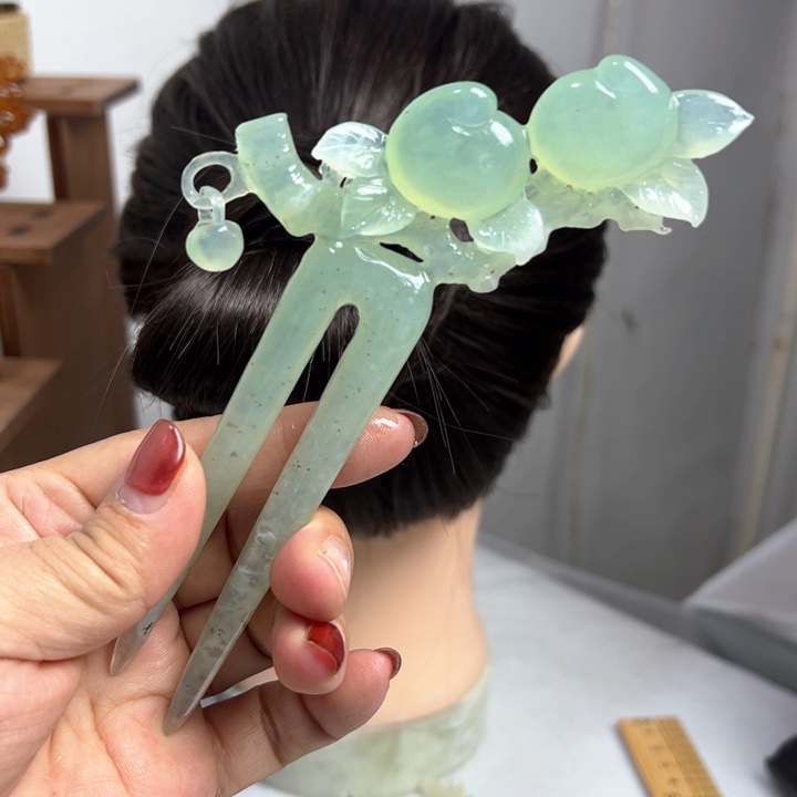 定制蛇纹石玉毛货发饰