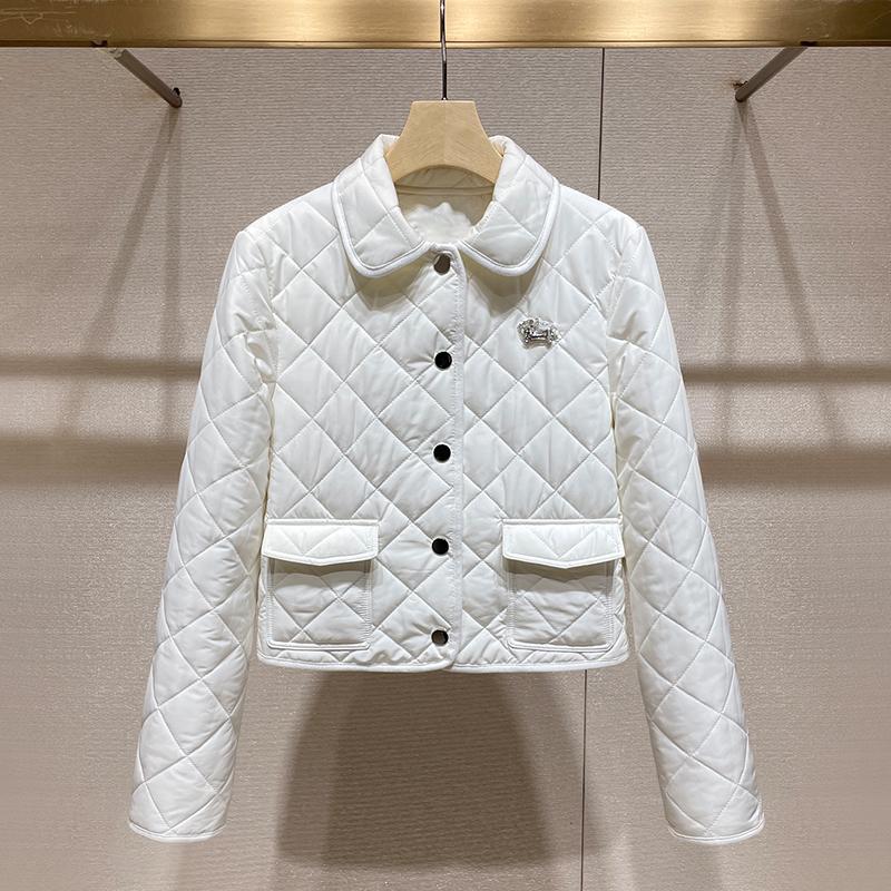 菱格夹棉棉服女2025冬新款简约美式高级感百搭气质保暖轻薄短外套