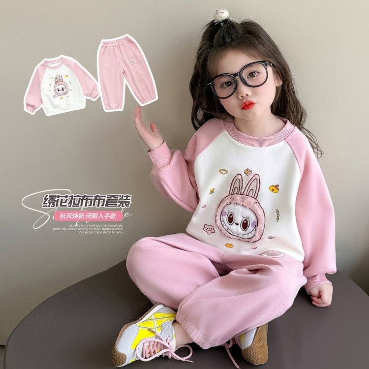 女童甜美套装春秋款2025新款宝宝洋气时髦春装小女孩运动两件套