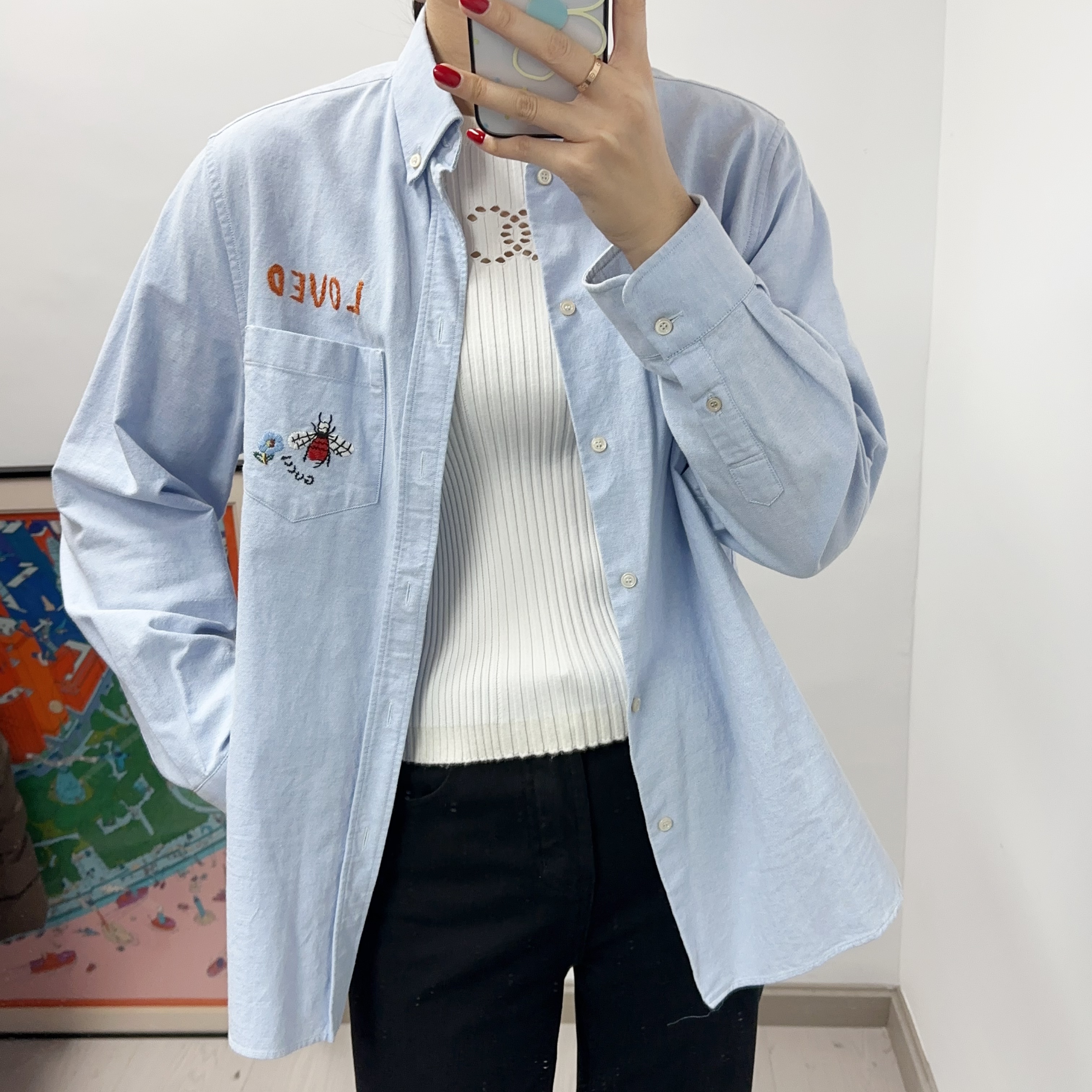 95新 GUCCI/古驰 条纹女款衬衫39码蓝白/250818SJD5J19