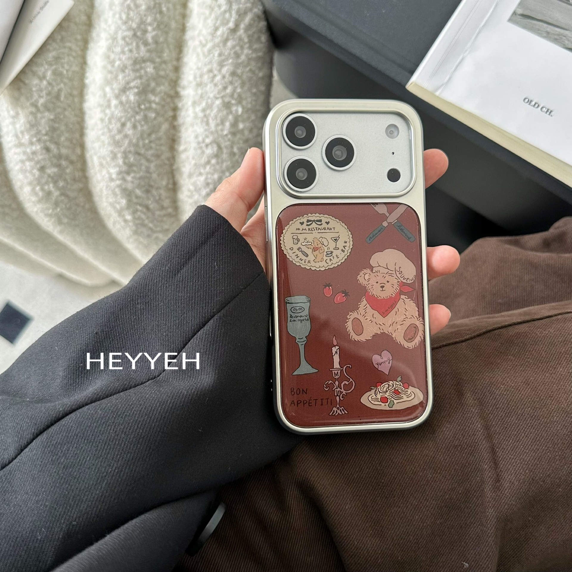 复古圣诞红可爱小熊适用iPhone17promax苹果16手机壳15新款防摔14