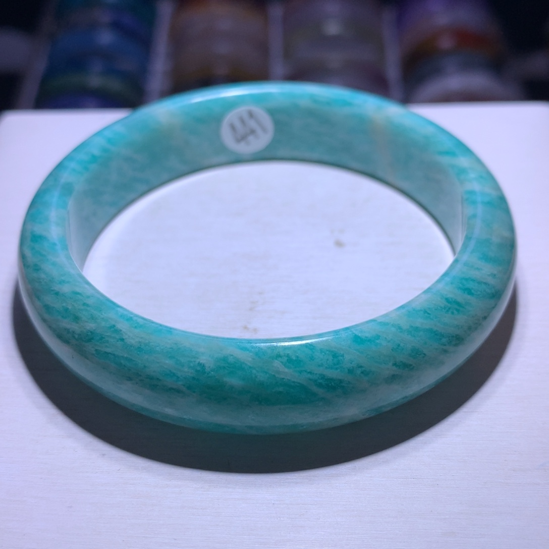 水晶银S925镶嵌手镯天河石63圈441