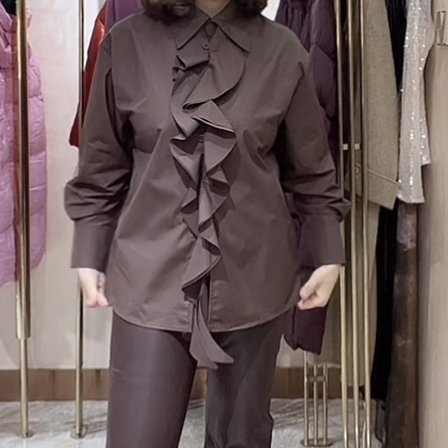 高端女士双色大花衬衫1182