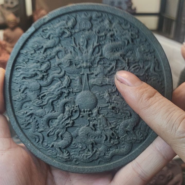 泥塑瑕疵款蓝药师香方九龙壁