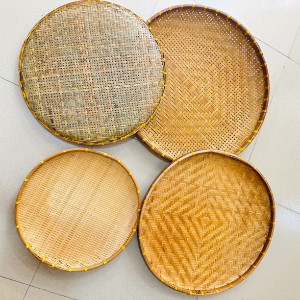 AA四件套竹青款加回纹密编60+55回形+50+30手工竹编圆形簸箕筛子