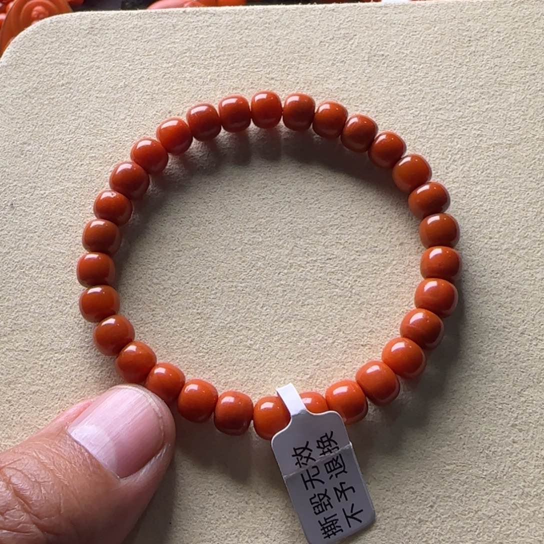 南红玛瑙手链未镶嵌7.3mm冷水河