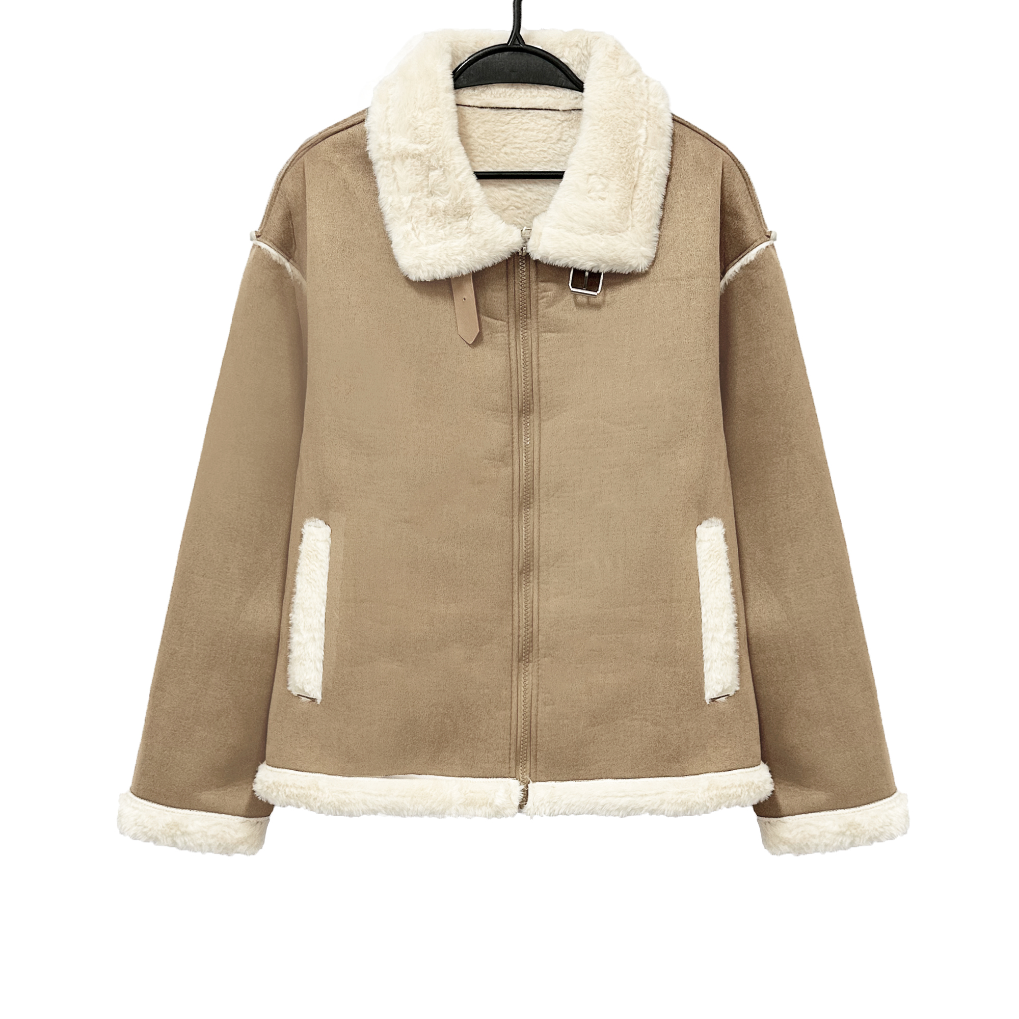 秋冬新品！女士秋冬季时尚百搭皮毛一体外套E724