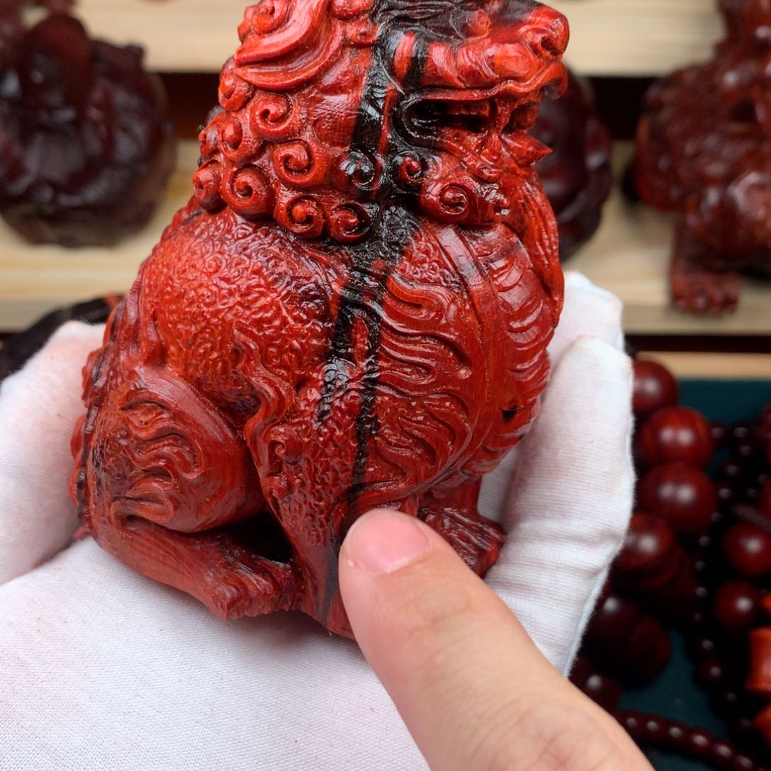 木顶泥鸡血红火焰纹谛听