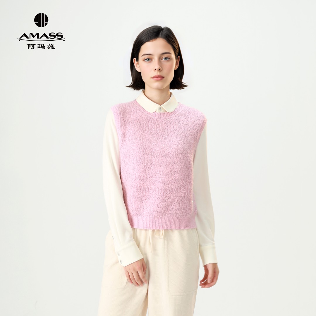 阿玛施【官方正品】秋冬新款轻奢百搭休闲时尚星空针织背心538087