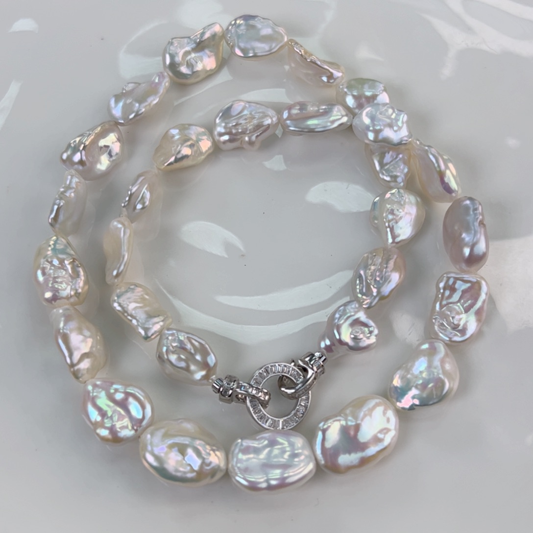 淡水珍珠吊坠(不含链)银S925镶嵌超*