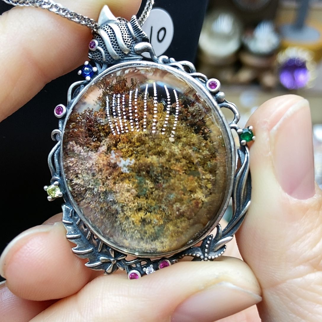 水晶项链银S925镶嵌吊坠