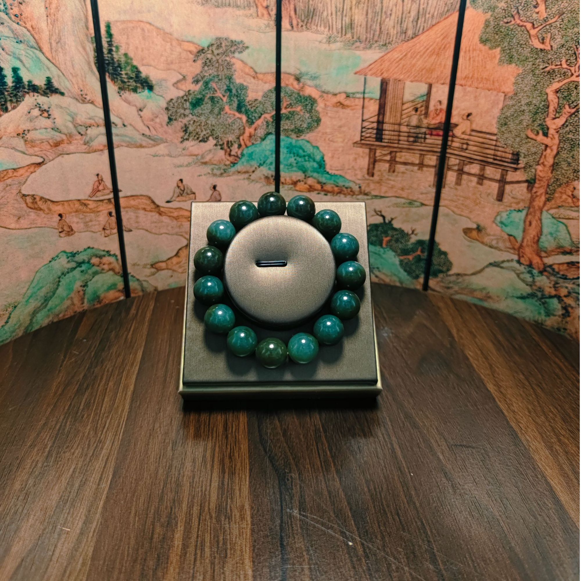 A和田玉圆珠手串（卡14）0707