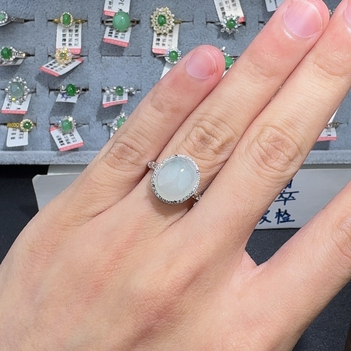 翡翠戒指银S925镶嵌jkkkk