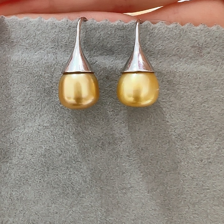 海水珍珠耳饰银S925镶嵌