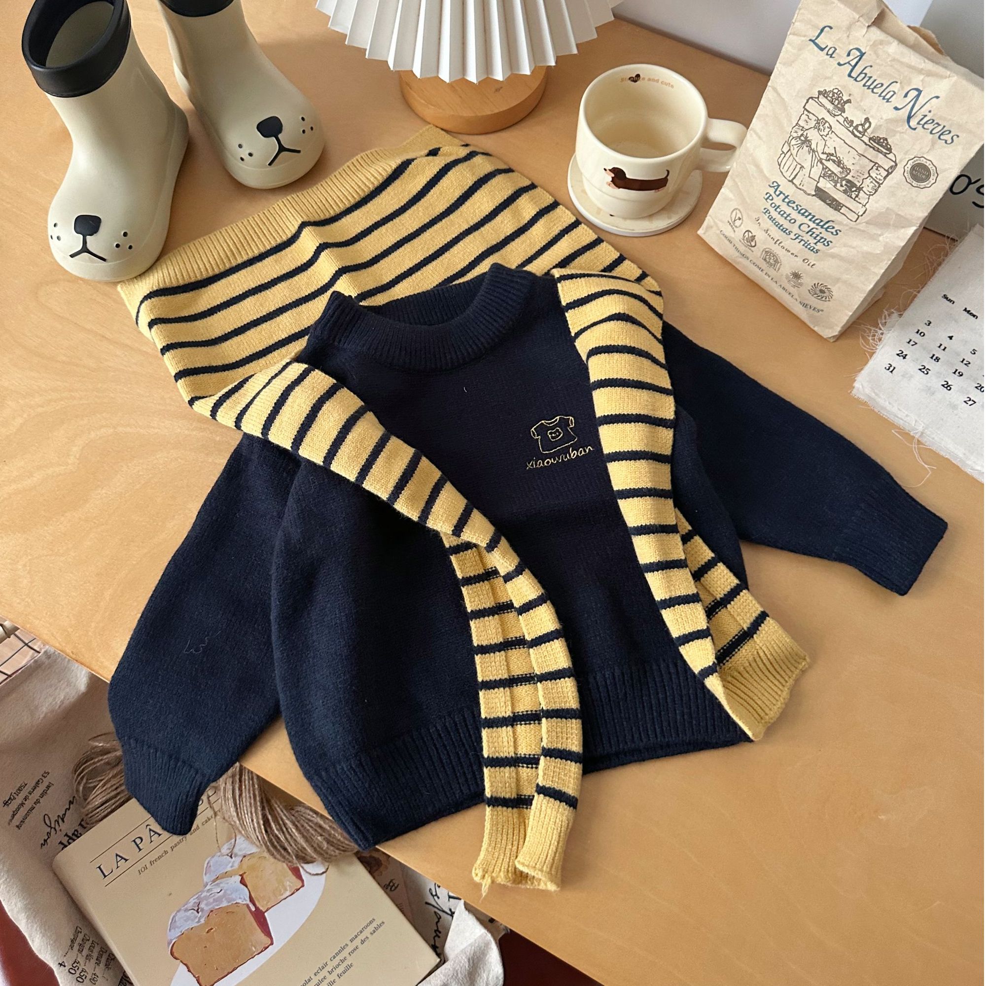 【慢生活】DY255586男小童25秋冬两件套套头毛衣披肩套装