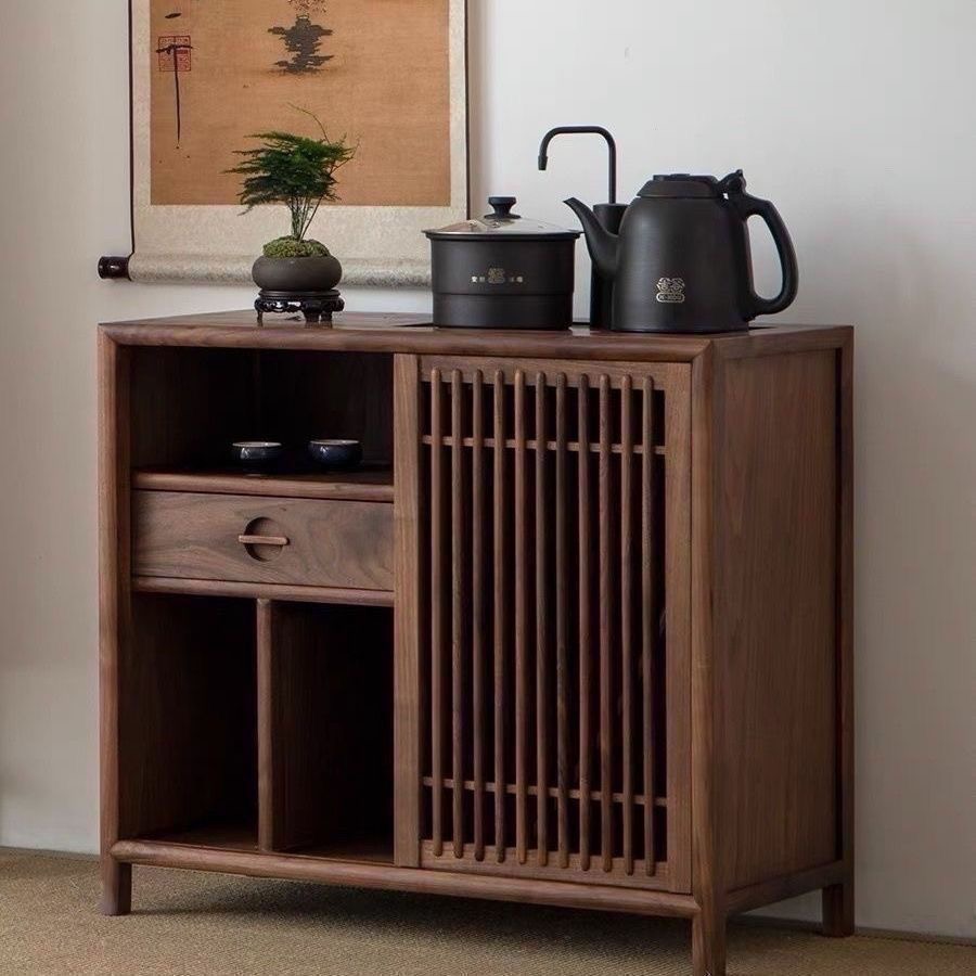 茶水柜柜子简约茶台边柜木质实木靠墙茶叶储物柜烧水一体柜餐边