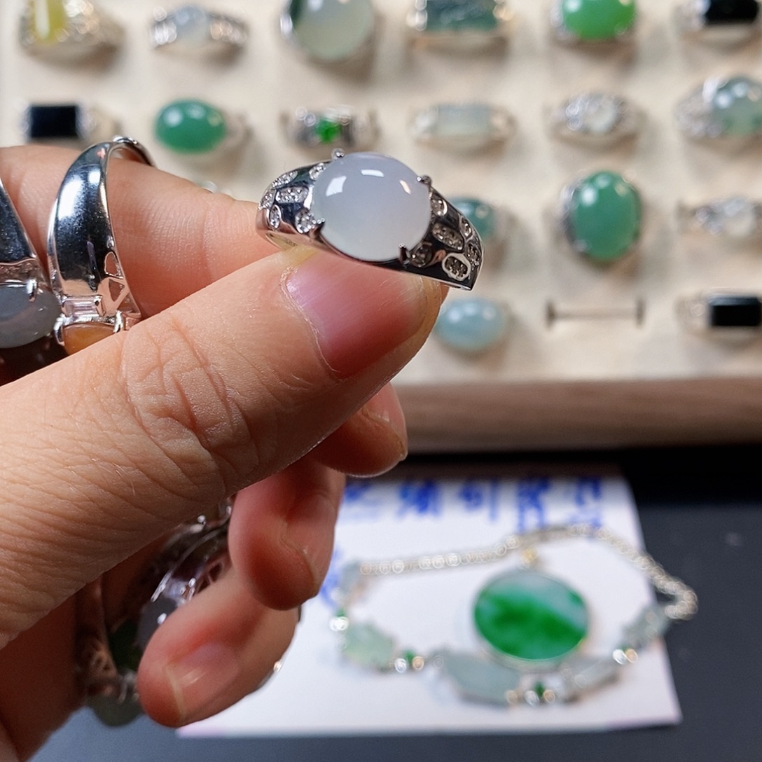 翡翠银S925镶嵌戒指