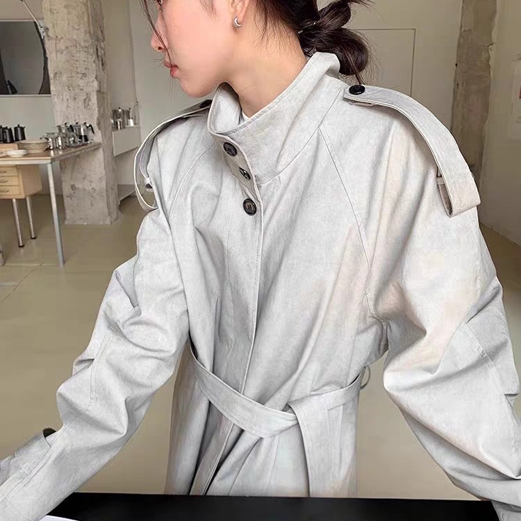 M.five2025秋季新款韩版宽松休闲风衣外套女中长款设计感大版大衣