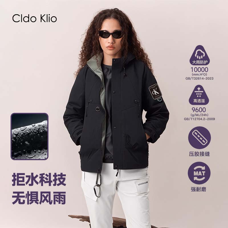 CK男女同款夹克冲锋衣外套秋冬季三防连帽防水防风加厚秋季